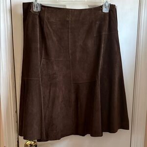 Liz Claiborne Dark Brown Suede A-Line Skirt